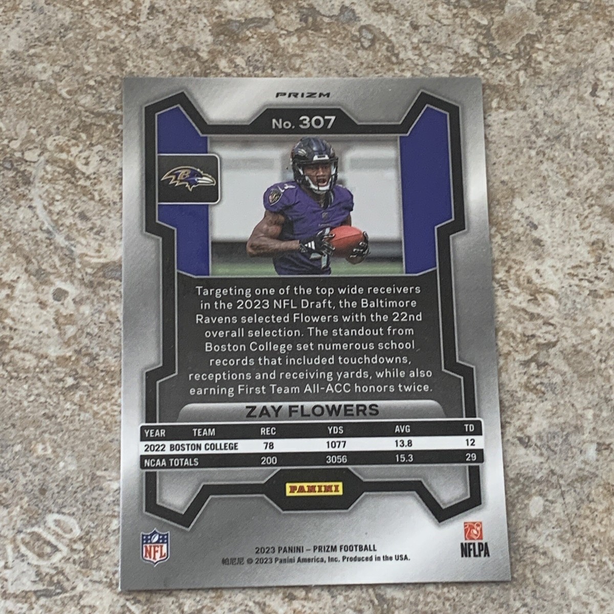 2023 Panini Prizm Zay Flowers Red White Blue Prizm Rookie RC #307