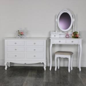 Ornate White Bedroom Furniture Chest Of Drawers Dressing Table Set French Chic Ebay