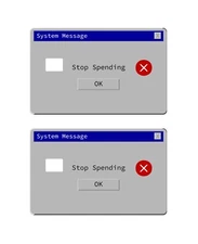 2 Stop Spending Premium Print Bank Card Skins Small Chip. Read Instructions.