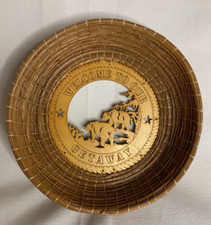 Pine Needle Basket Laser Wood Cut Bottom Bears Mountain Getaway Decor Wildlife