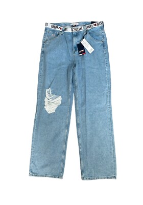 Tommy Jeans Hilfiger Aiden Baggy Rip Knee Size 38x32 NEW $129 Stonewahed  Denim