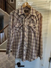 Camisa De Colección PONDEROSA Para Hombres A Cuadros Con Botones Vaquero Occidental Los Ángeles Grande