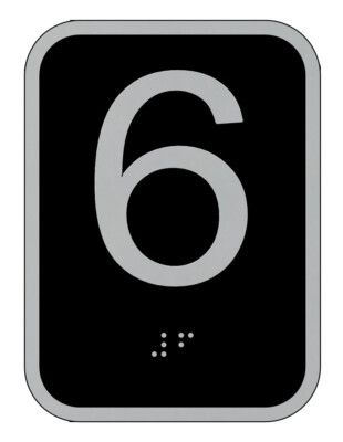 Elevator floor number 6 sign - Elevator Jamb Plate 6(3x4, cast-REF24-1027