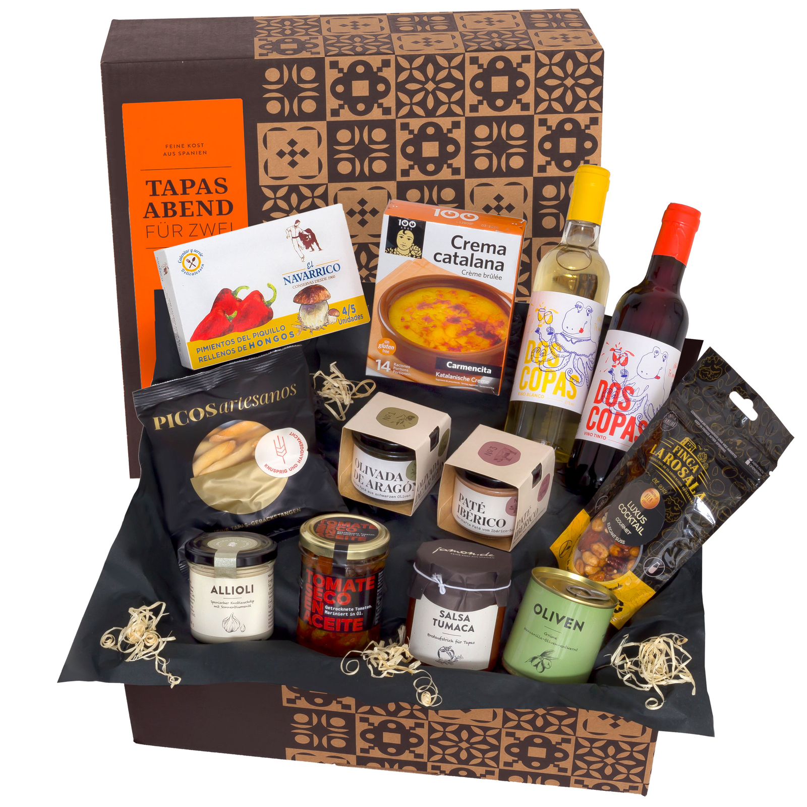 Ein Tapas-Abend für Zwei - Delikatessen-Präsentkorb Geschenk für Genießer