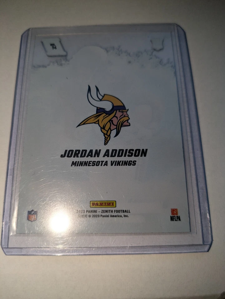 2023 Panini Zenith Football Rookie Wave SSP Jordan Addison RC #14 Vikings - Image 2 of 2