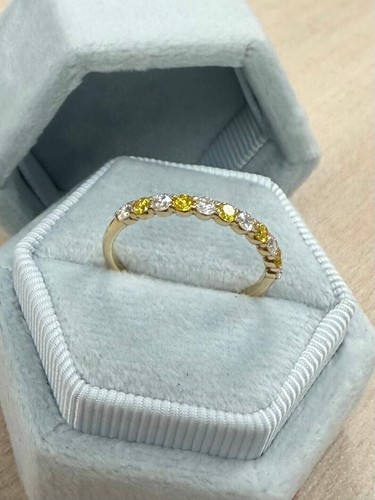 Round Cut Simulated Yellow Citrine Pretty Wedding Ring In 14k Yellow Gold Plated - Picture 4 of 9