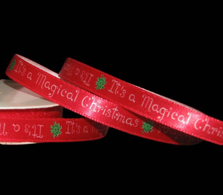 Disney Mickey Mouse Its a Magical Christmas Red Ribbon 3/8