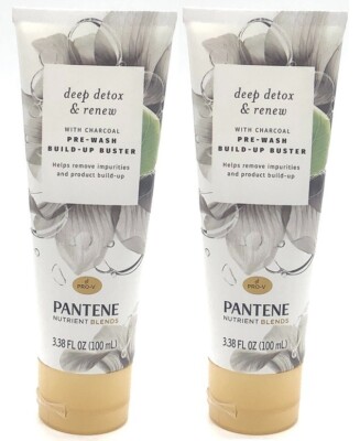 2 Pack-Pantene DEEP DETOX & RENEW Pre-Wash Build-Up Buster with Charcoal 3.38 oz