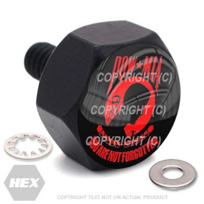 Black Billet Hex Fender Seat Bolt For 96-17 Harley - RED BLACK POW MIA B054