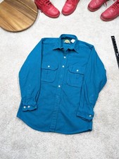 Cabelas Flannel Shirt USA MADE Jacket Men Medium Long Sleeve Teal Shacket Cotton