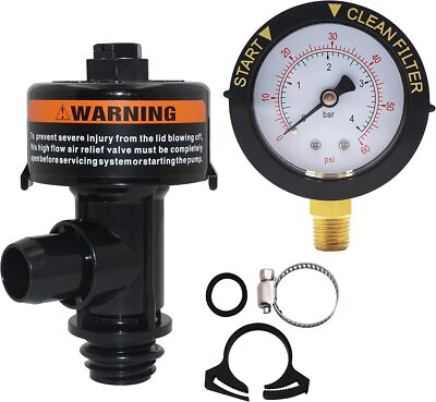 98209800 For Pentair Clean & Clear/FNS/Predator Air Relief Valve w/Gauge New 
