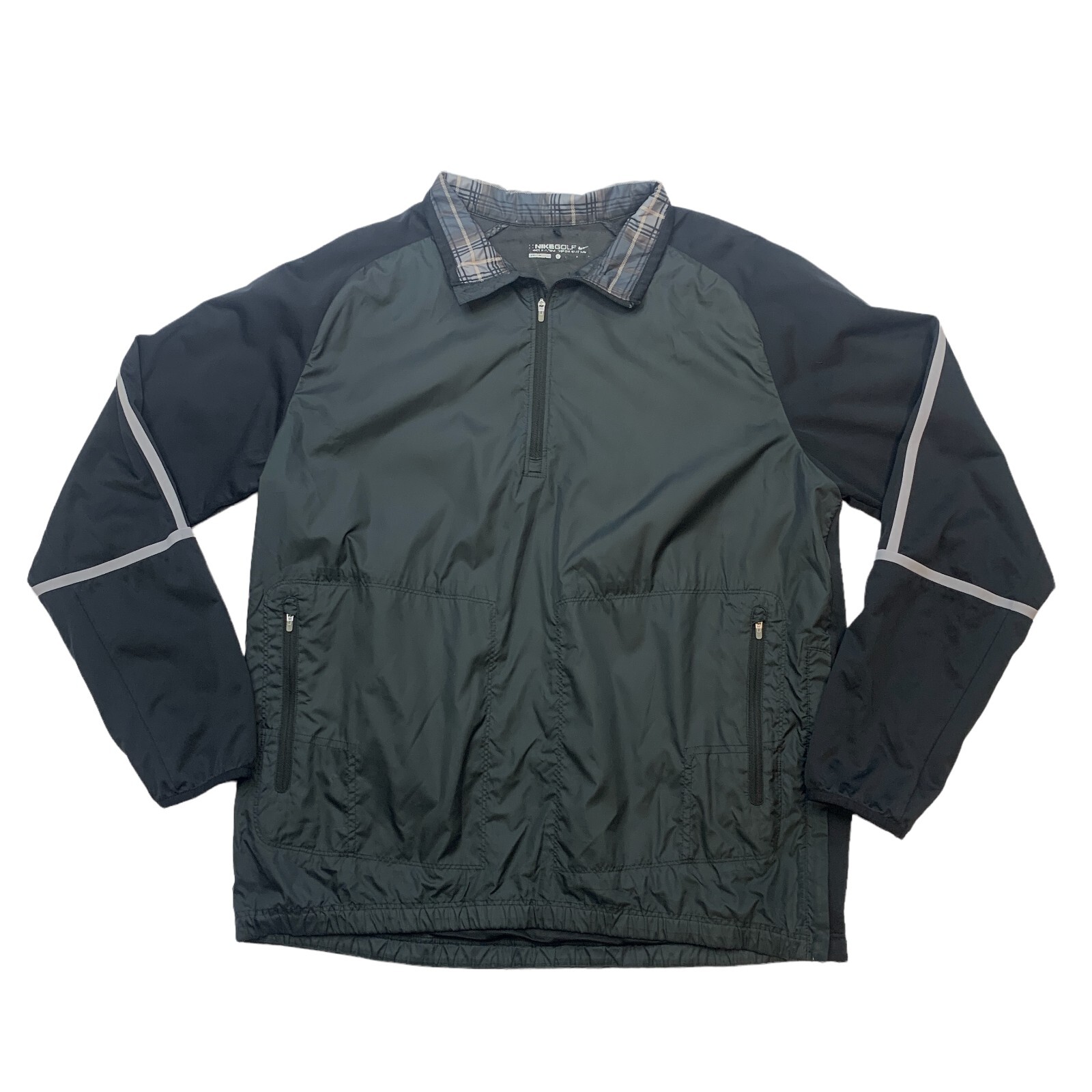 Nike Golf Jacket Mens L Large Black 1/2 Zip Water Re… Gem