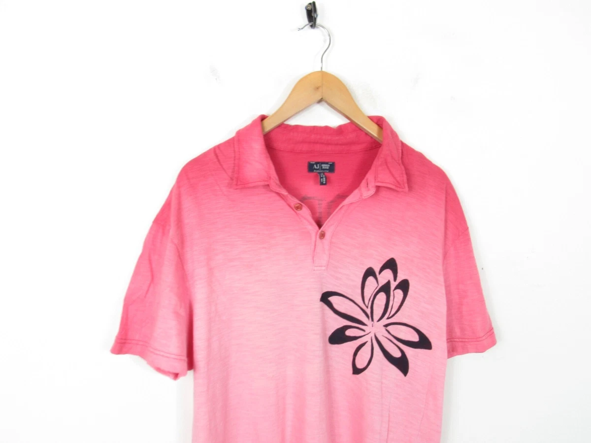 Mens Armani Jeans Pink Ombre Short Sleeve Graphic Print Polo Shirt