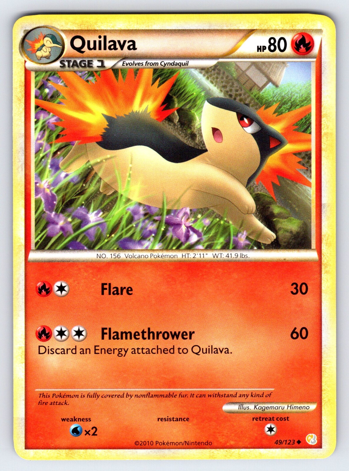 Quilava 49/123 2010 HeartGold SoulSilver Pokemon Card TCG Uncommon - Nm/Vlp