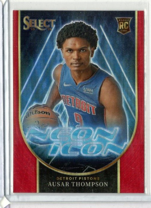 2023-24 Panini Select Ausar Thompson Rookie Neon Icon Red Prizm # 2