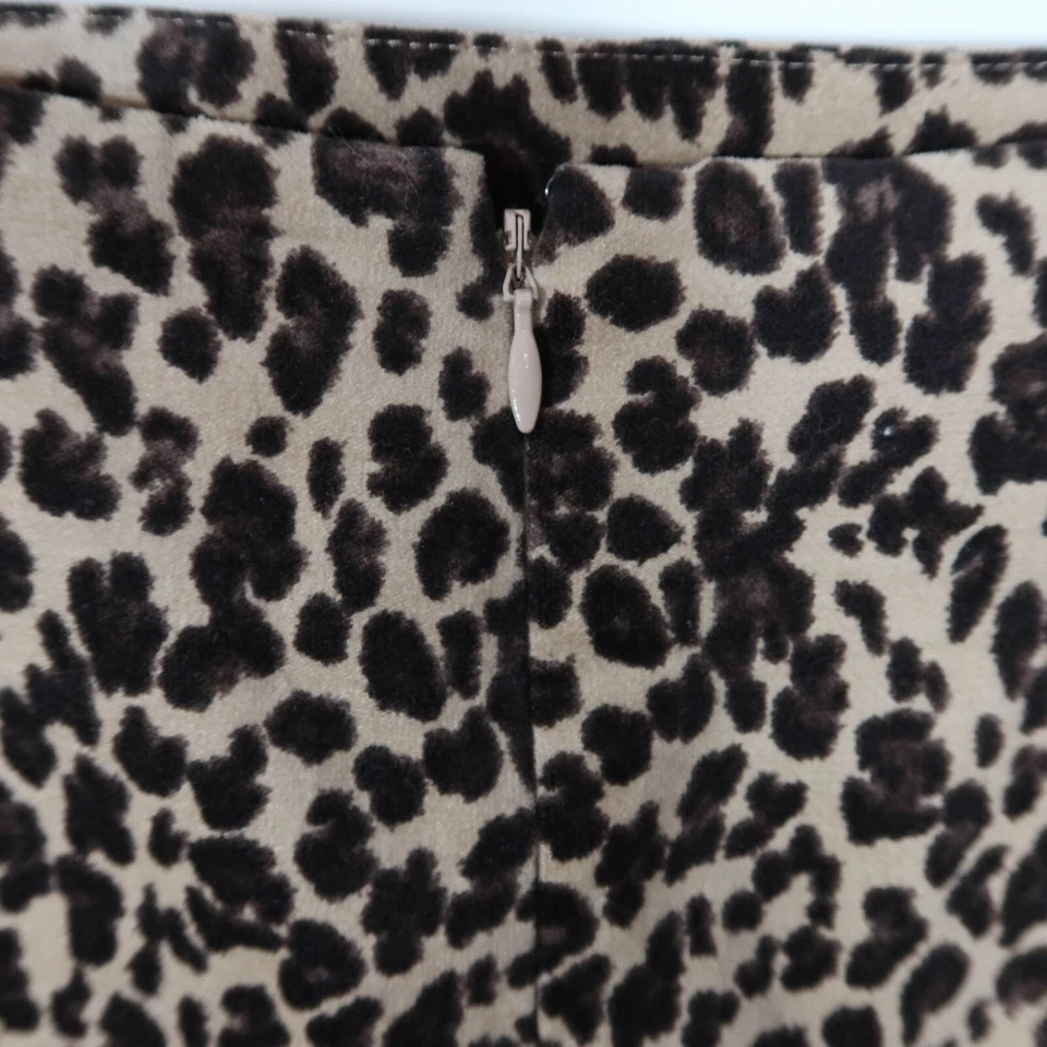 TALBOTS заводской размер 10 хлопок смесь желтовато-коричневый черный леопард печать бархата карандаш юбка - Изображение 4 из 4