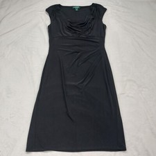 LAUREN RALPH LAUREN WOMEN'S SLEEVELESS KNEE LENGTH LITTLE BLACK DRESS SIZE 14