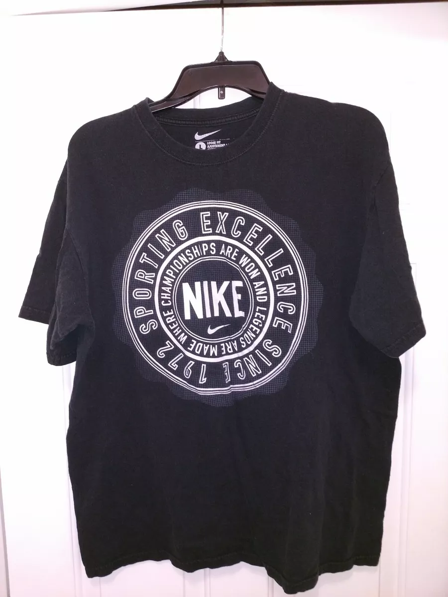 Nike Sporting Excellence Since 1972 T Shirt Mens Large Black eBay