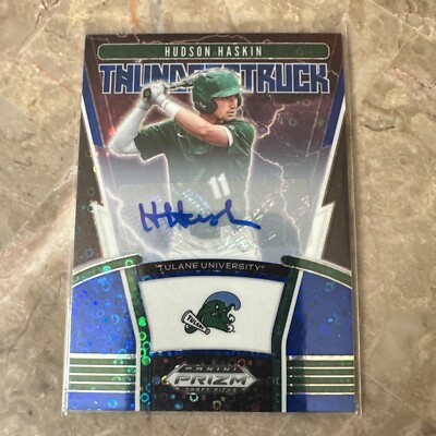 2020 Panini Prizm Draft Hudson Haskin Thunderstruck Blue Prizm Auto # TH-12