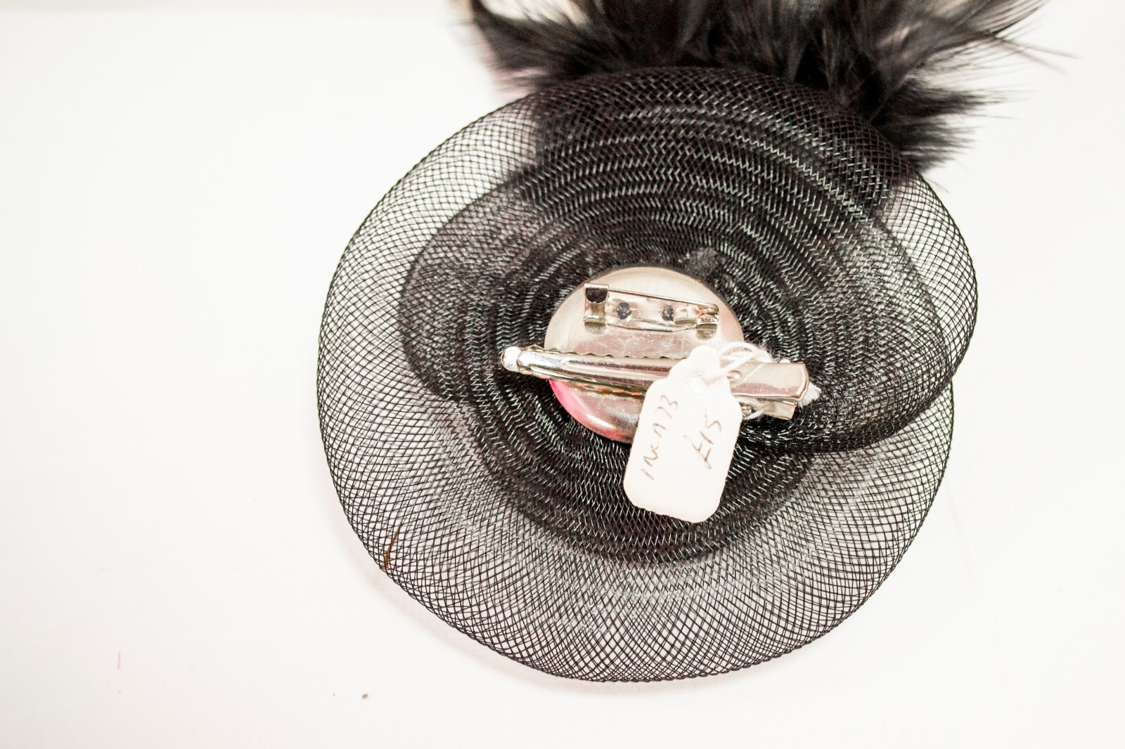 Fascinator Black Clip in Circular Flower with Feather Detailing New + Tags image 5