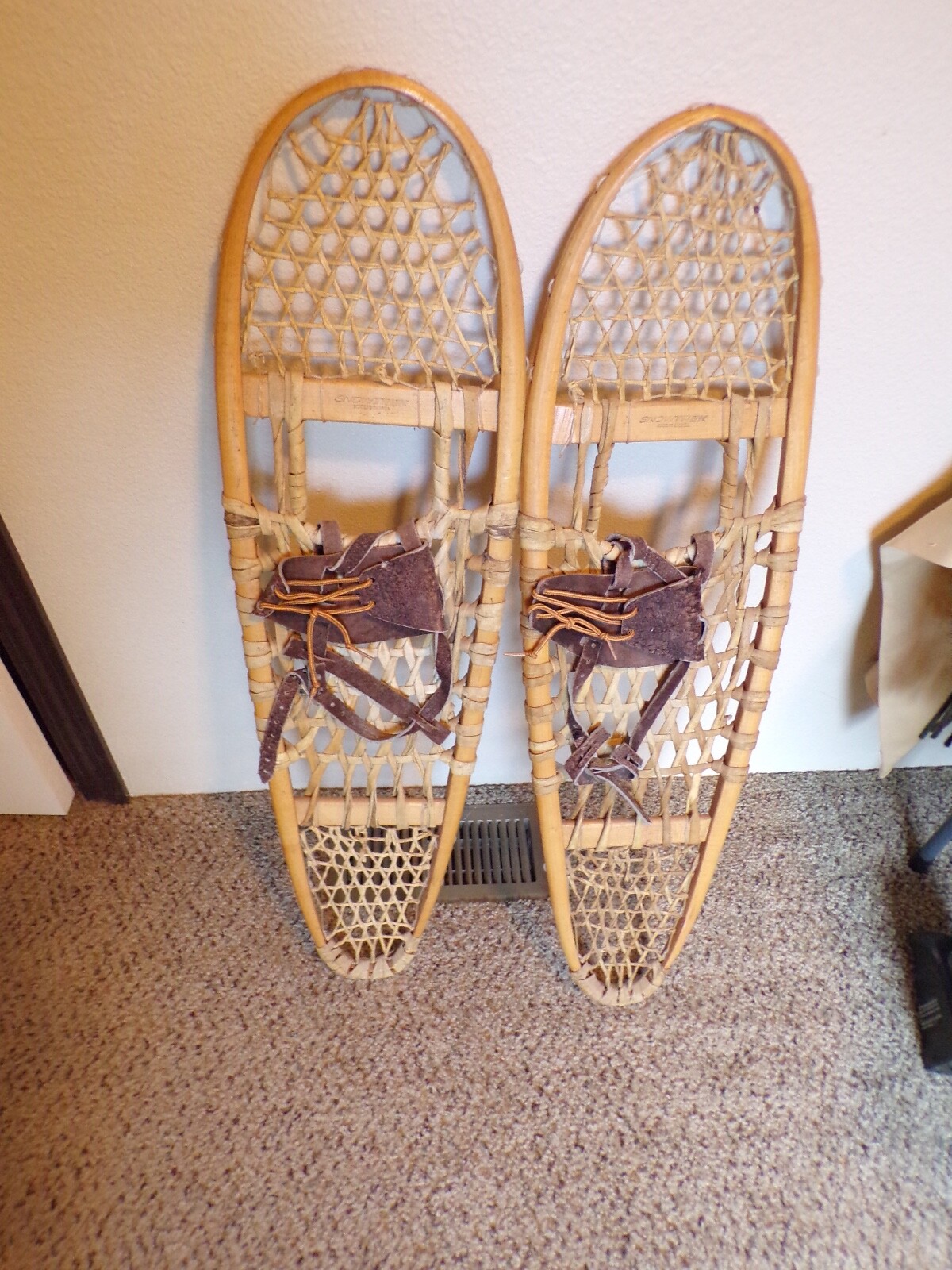 vintage Snowtrek 10x36 snow shoes wood rawhide made in canada eBay