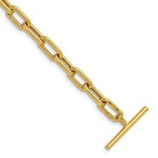 14k Yellow Gold Polished Paperclip Toggle Necklace 24" 11.05g for Mom