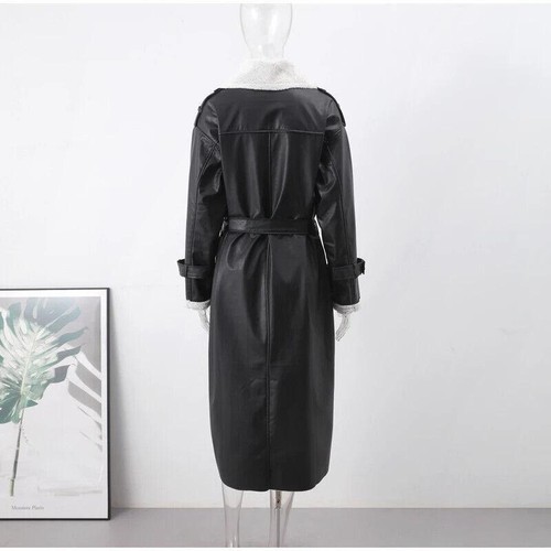 Double-sided Fur Leather Long Women Belt Lambswool Long Sleeve Coat Winter Warm - Picture 24 of 33