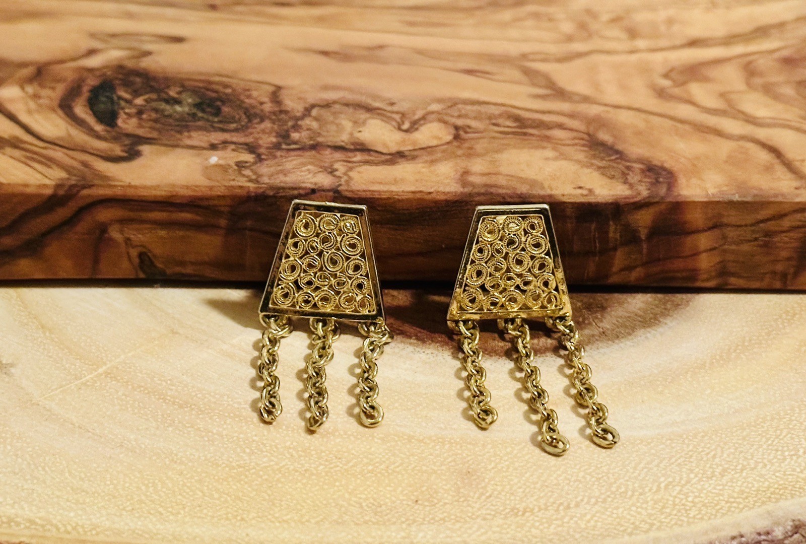 Vintage Clip On Dangle Earrings