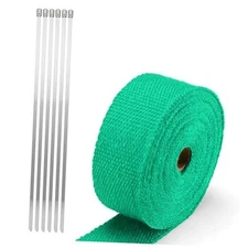 Teal Exhaust Pipe Insulation Thermal Heat Wrap 2" x 50' Car Motorcycle Green