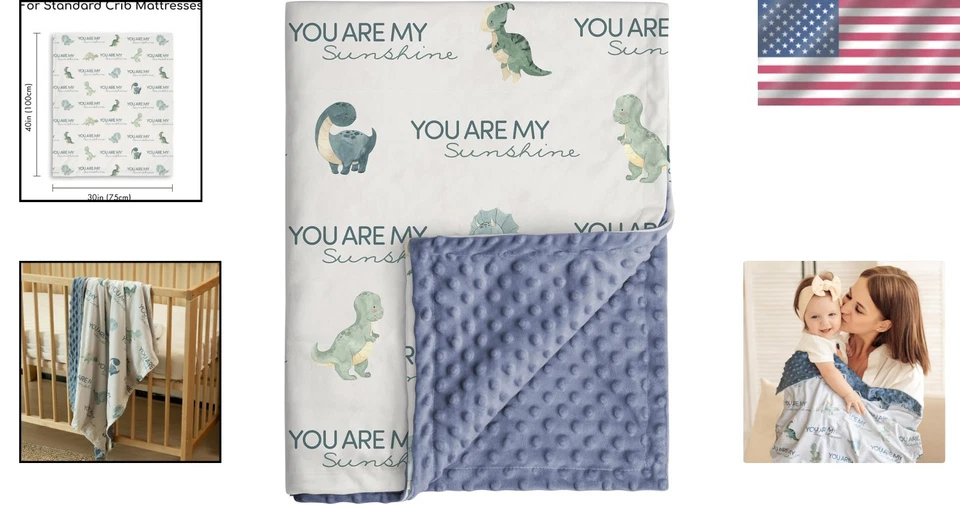 Manta de dinosaurio súper suave 30x40 para niños recién nacidos - uso versátil Foto 2 de 4