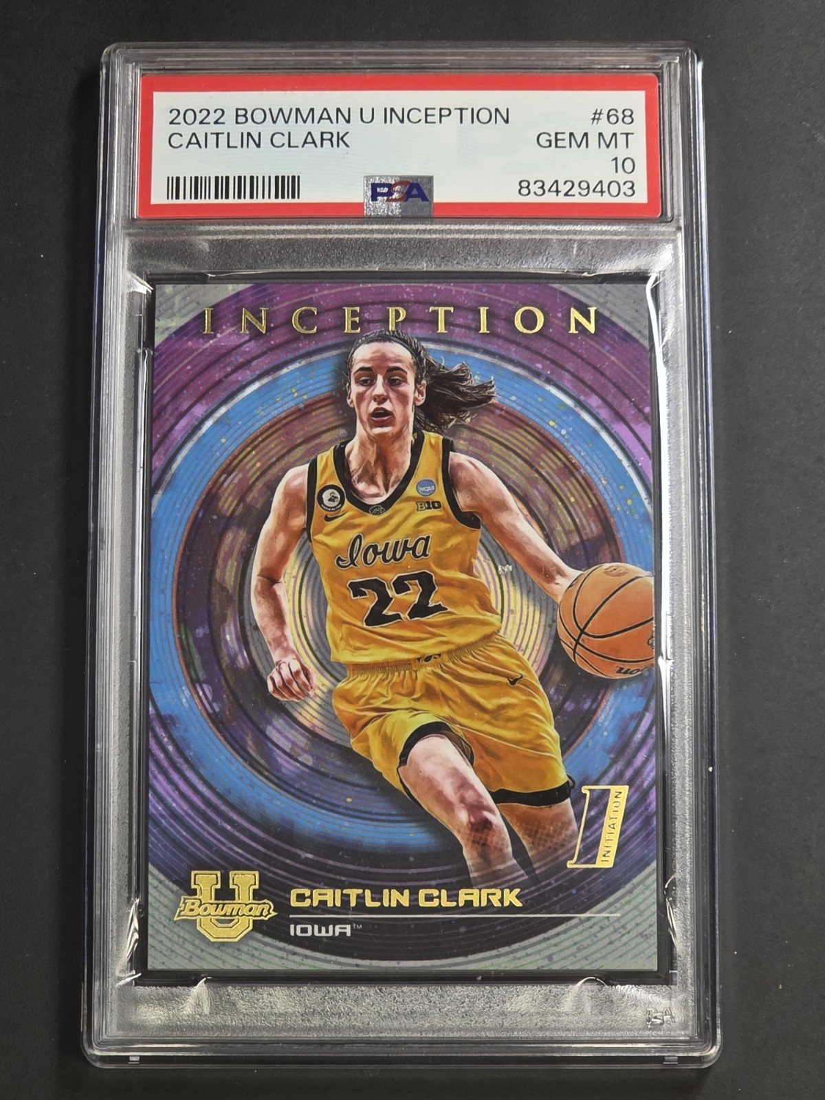 2022 BOWMAN INCEPTION U #68 CAITLIN CLARK PSA 10 GEM MINT TRADING CARD.