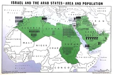 1969 Jewish ENGLISH ISOTYPE POSTER Middle East MAP Zionist ISRAEL vs ARAB MUSLIM
