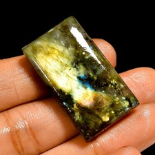 51.5 Ct Natural Labradorite Radiant Shape Cabochon Loose Gemstone 35X19X6 mm