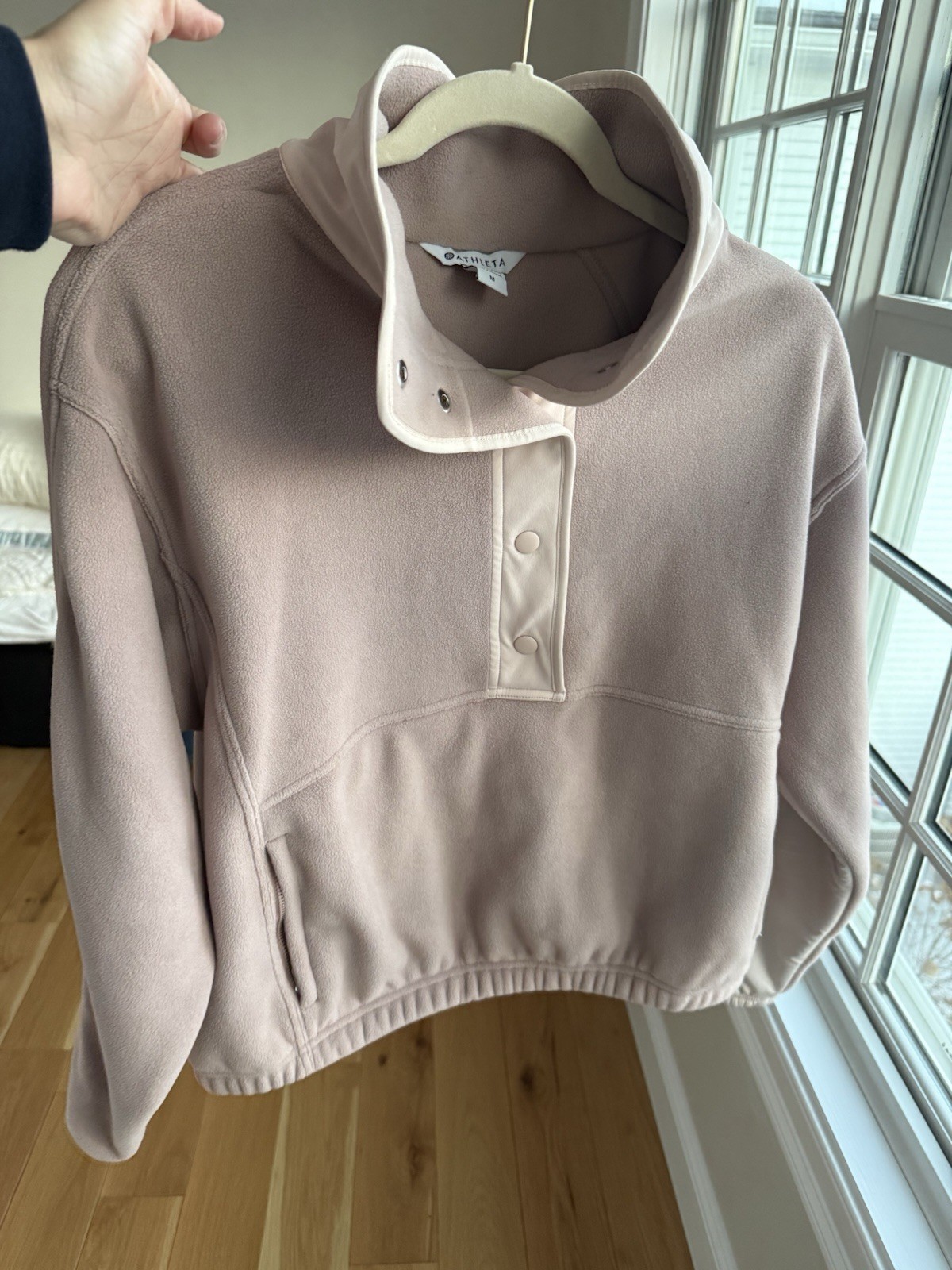 Athleta Overlook Microfleece Pullover Snap Dusty … - image 1