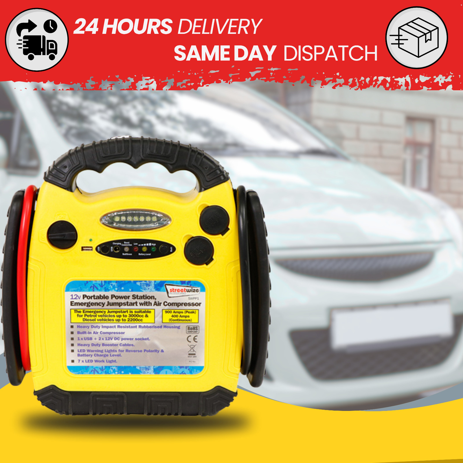 Jump Starter Power Pack Commercial Jumpstart Battery Booster Air Compressor PP1 - Image 5