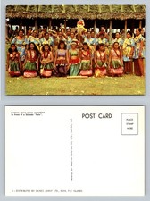 Apia, Samoa, Samoan Dance Group Samoan Fale Traditional Dress Vintage Postcard