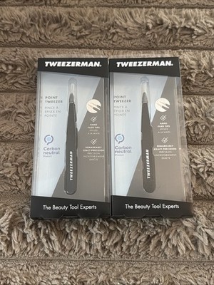 NEW in Box - Lot Of 2 - Tweezerman Precision Point Tweezer Black 1241-BR