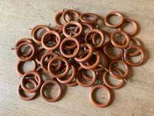 45x dark brown wooden curtain rings with screw eye 35mm