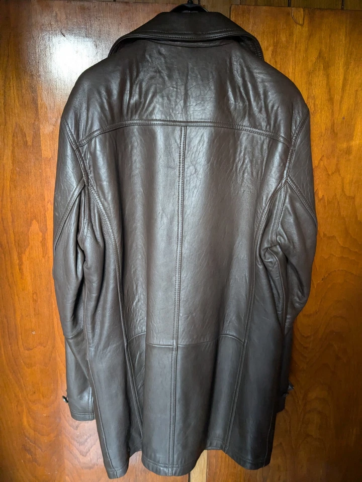 Structure Chocolate Brown  Genuine Leather Men's Car Coat/ Jacket. - Image 2 of 4