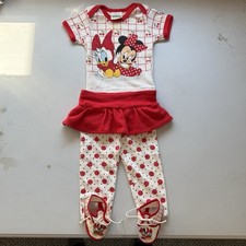 Vintage Minnie Mouse Set Baby 0-6 Months Disney 80s Top Bottoms Cartoon Cherries
