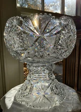 AMERICAN BRILLIANT CUT GLASS 12" PUNCH BOWL C. 1900-1910  DAMAGED BASE