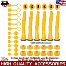 6x Gas Can Spout Kit Nozzle Vent Replacement For Plastic Gas Cans Old Style Cap