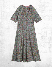 Womens White Stuff Cotton Jersey Megan Shor Sleeve Dress Navy Mul (A Bit Defect)