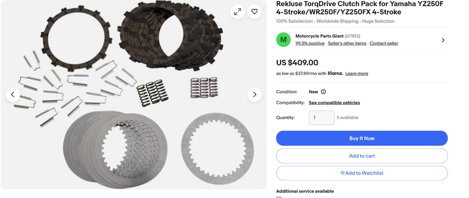 Paquete de embrague Rekluse TorqDrive para Yamaha YZ250F 4 tiempos/WR250F/YZ250FX 4 tiempos Foto 3 de 4