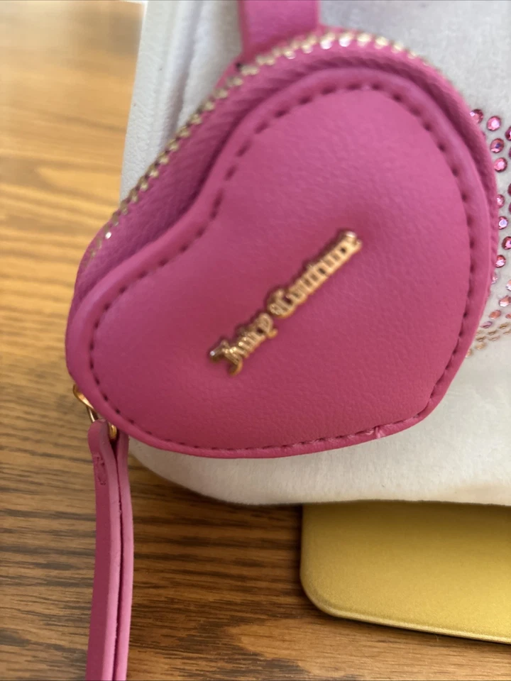Juicy Couture Polvoriento Rubor Bolso de Hombro Conjunto con Corazón Rosa Monedero Estrás Foto 4 de 4