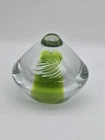 Vintage MCM Blenko Glass Air Twist Paperweight In Green Crystal 4"