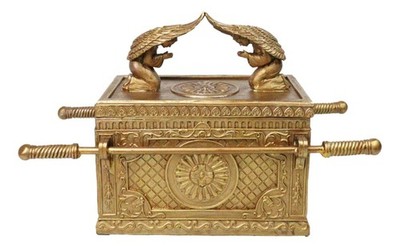 Ebros Matte Gold Holy Ark of The Covenant with Ten Commandments