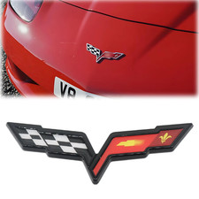 For 2005-2013 C6 Corvette Front Rear Crossed Flags Emblem Badge Sticker Glossy