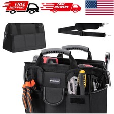 Heavy Duty 12" Tool Bag - Waterproof Multi-Pocket Organizer in Black
