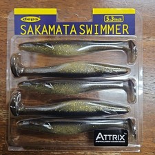 deps SAKAMATA Swimmer 5.3" Golden Shiner Soft Lures, 4pcs, Fishing Bait